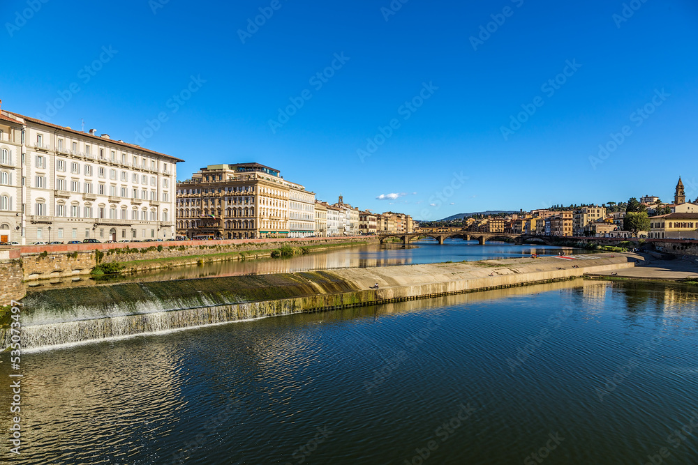 Florence, Italy. Dam on the river Arno