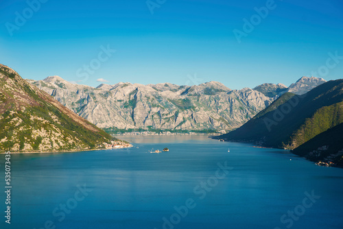 Landscape on the Bay of Kotor, the sea and the mountains