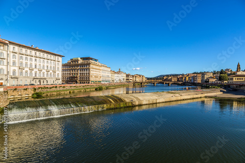 Florence  Italy. Dam on the river Arno
