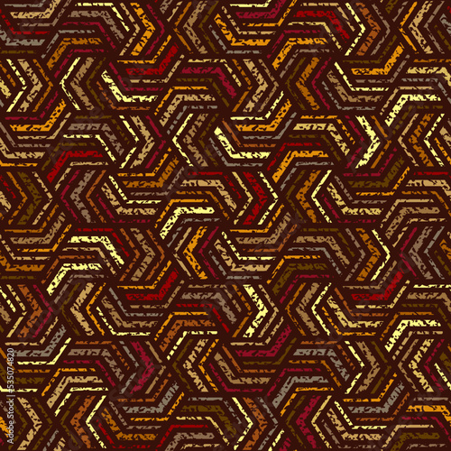 Abstract seamless pattern. Repeated african background. Ethnic grunge style. Repeating modern motif for design fabric prints. Repeat tribal patern. Abstract urban wallpaper. Vector illustration