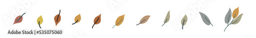 Autumn leaves set vector illustration isolated on white background. Cute abstract clip art elements in neutral scandinavian colors. Simple flat style