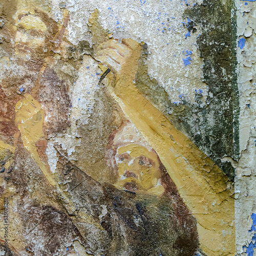 frescoes on the walls of an abandoned temple