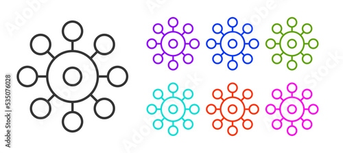 Black line Virus icon isolated on white background. Corona virus 2019-nCoV. Bacteria and germs, cell cancer, microbe, fungi. Set icons colorful. Vector