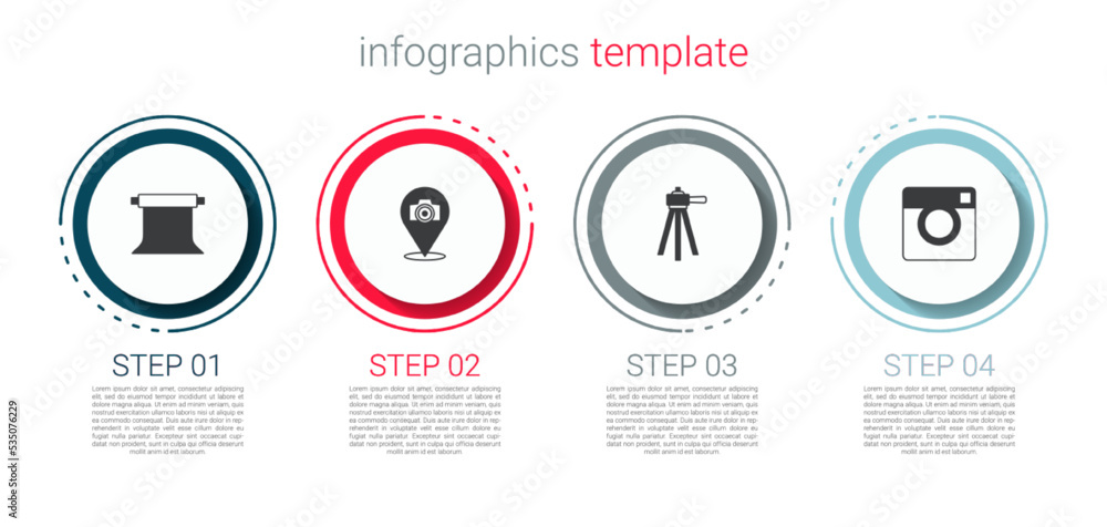 Set Empty photo studio, Photo camera, Tripod and . Business infographic template. Vector Set Empty photo studio, Photo camera, Tripod and . Business infographic template. Vector