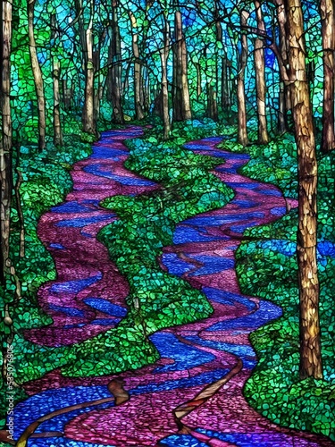 Abstract Abstract mosaic forest vivid clolorfull photo