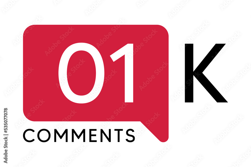 1K Comment banner template Vector illustration. Social Media Text. Amazing red color symbol on a white background 1K Comment banner template Vector illustration. Social Media Text. Amazing red color symbol on a white background