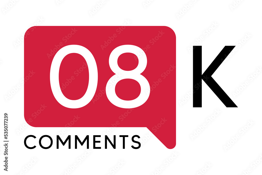 8K Comment banner template Vector illustration. Social Media Text. Amazing red color symbol on a white background 8K Comment banner template Vector illustration. Social Media Text. Amazing red color symbol on a white background