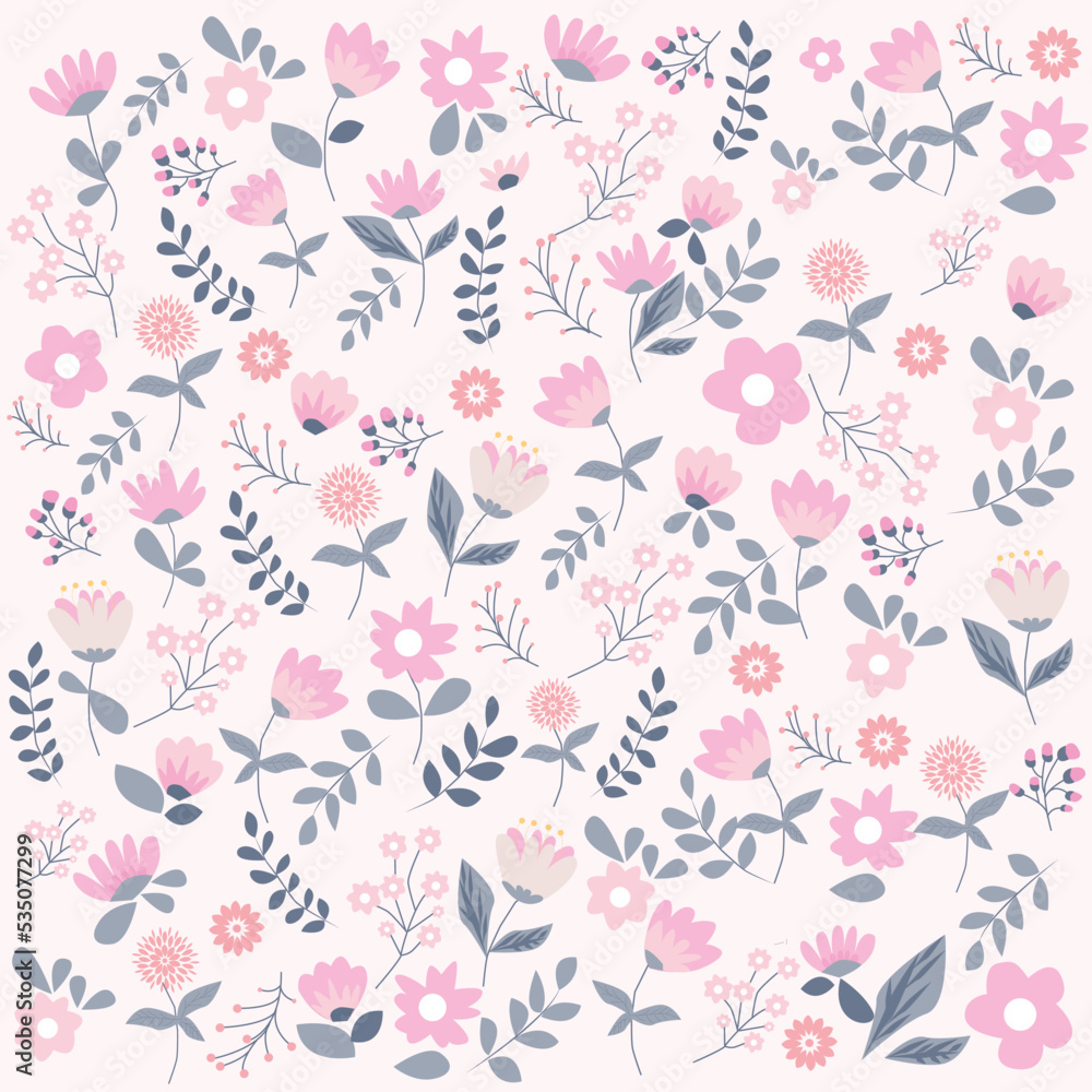 Fondo floral en tonos rosas pastel. Stock Vector Adobe Stock