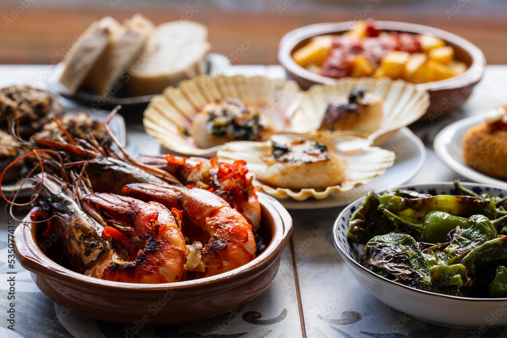 Traditional Spanish tapas selection Traditional Spanish tapas selection