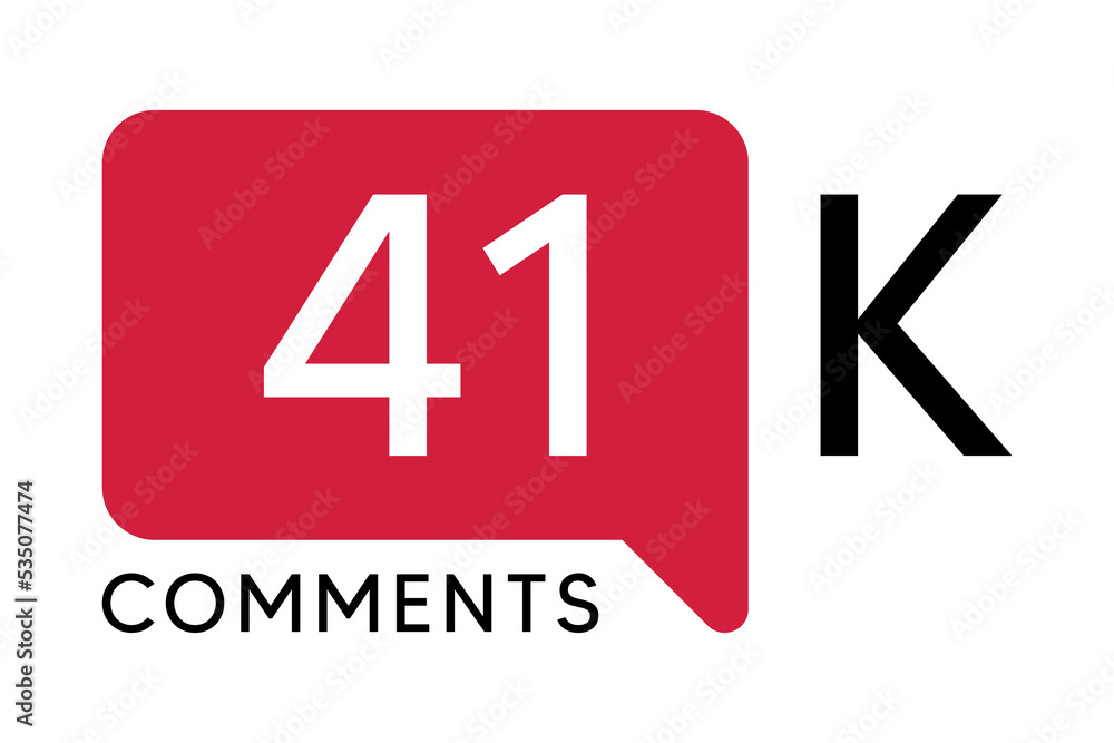 41K Comment banner template Vector illustration. Social Media Text. Amazing red color symbol on a white background 41K Comment banner template Vector illustration. Social Media Text. Amazing red color symbol on a white background