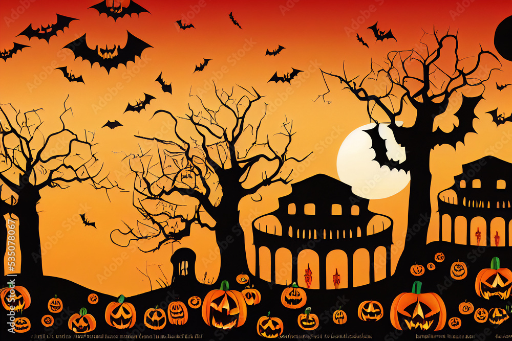 Halloween in Italy and Rome, wallpaper with pumpkin and colosseum