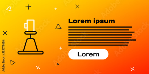 Line Tacheometer, theodolite icon isolated on yellow background. Geological survey, engineering equipment for measurement and research. Colorful outline concept. Vector