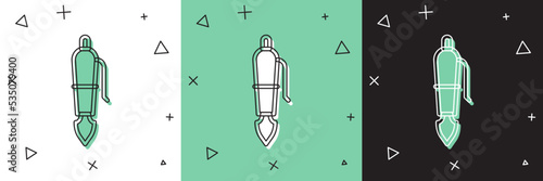 Set Fountain pen nib icon isolated on white and green, black background. Pen tool sign. Vector