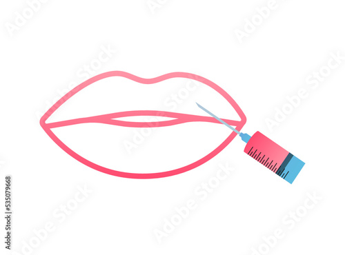 Botox or hyaluronic acid injection. Contour plastic. Vector stock illustration.