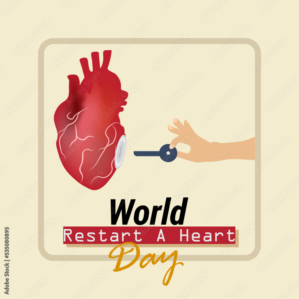 World Restart A Heart Day Abstract Vector Illustration Poster And world-restart-a-heart-day-abstract-vector-illustration-poster-and