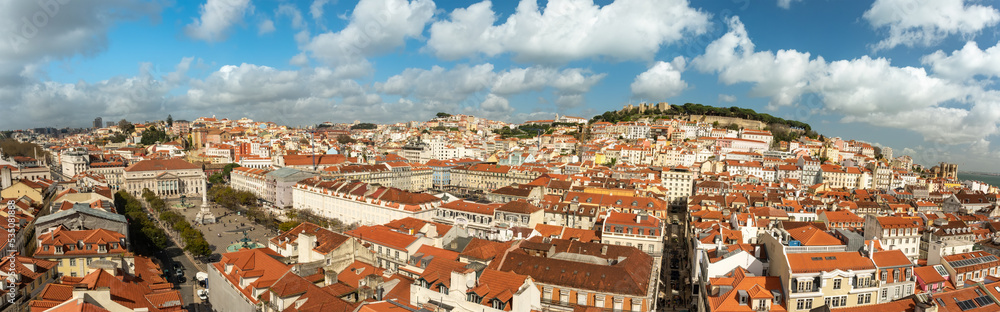 Lisbon, Portugal city center skyline in sunny summer day