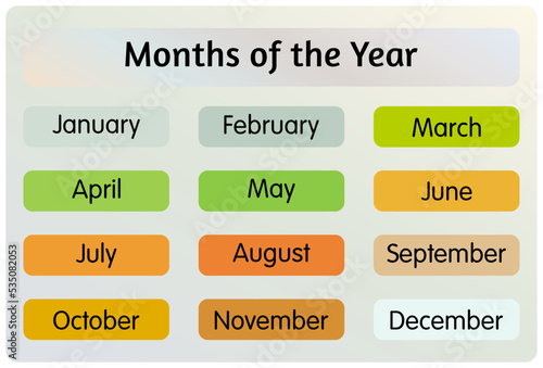 Months of the year banner for education concept vector illustration.
