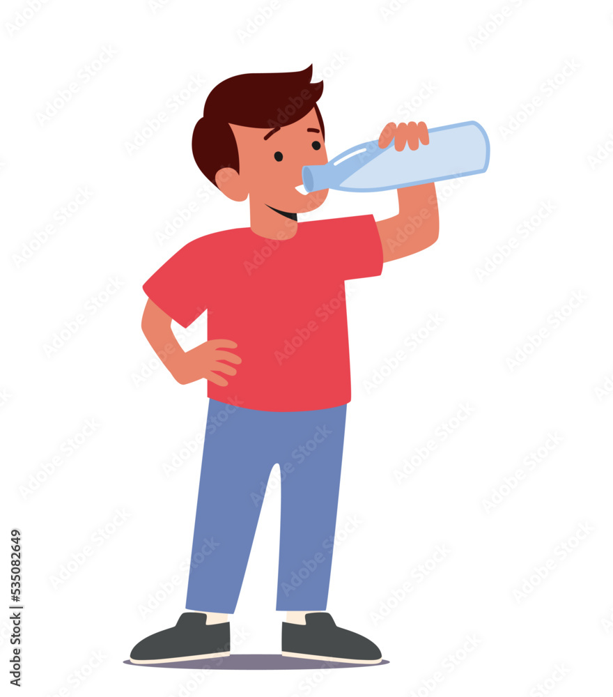Child Drink, Refreshment, Healthy Lifestyle, Thirst And Body Hydration. Kid Drinking Clean Water. Little Boy With Bottle Child Drink, Refreshment, Healthy Lifestyle, Thirst And Body Hydration. Kid Drinking Clean Water. Little Boy With Bottle