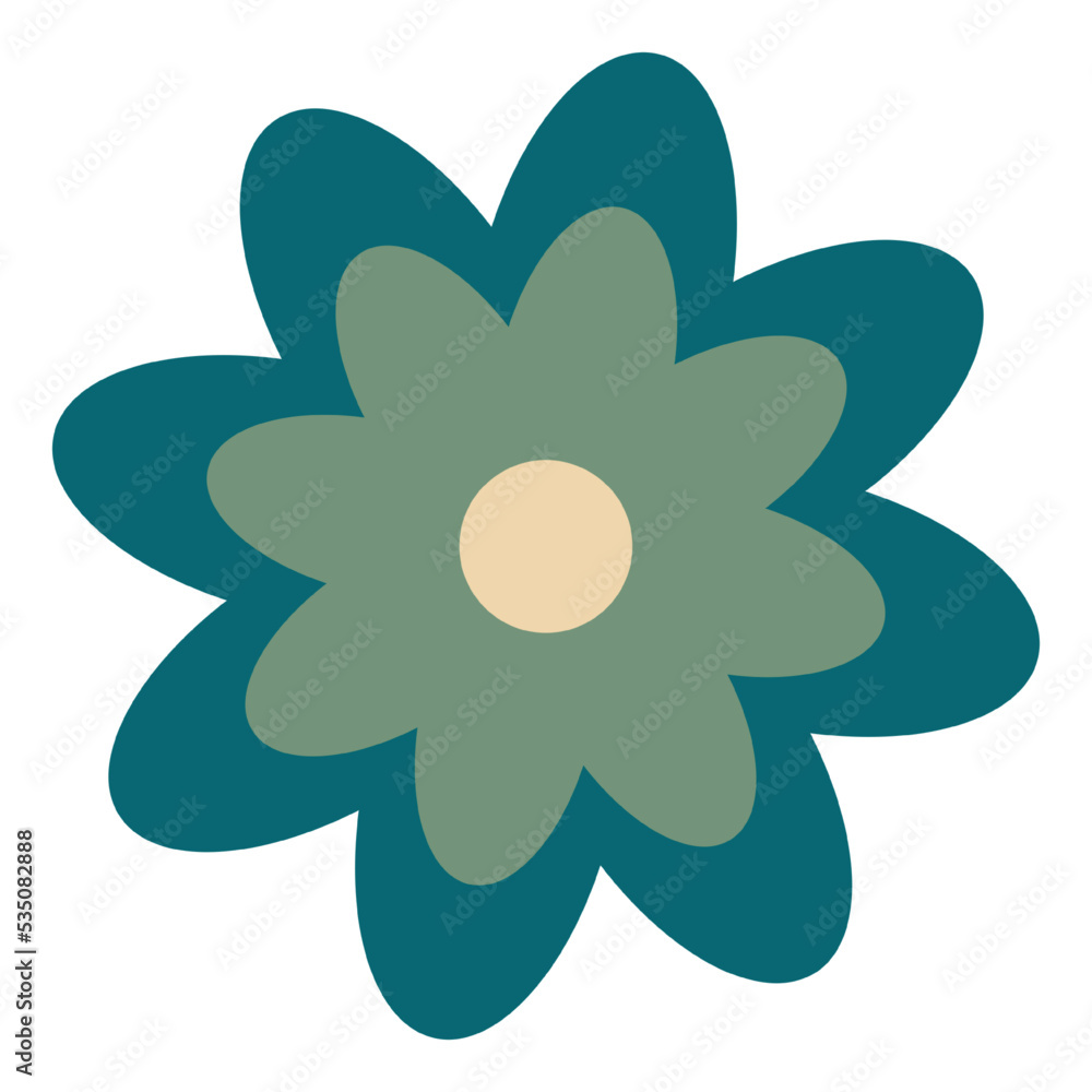 Flower in retro groovy style on a white background. Vector illustration Flower in retro groovy style on a white background. Vector illustration