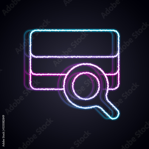 Glowing neon line Agricultural soil test and results icon isolated on black background. Digital soil analysis. Vector