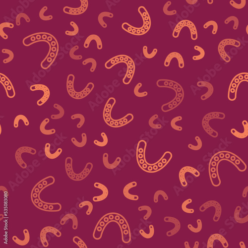 Brown line Mouth guard boxer icon isolated seamless pattern on red background. Vector
