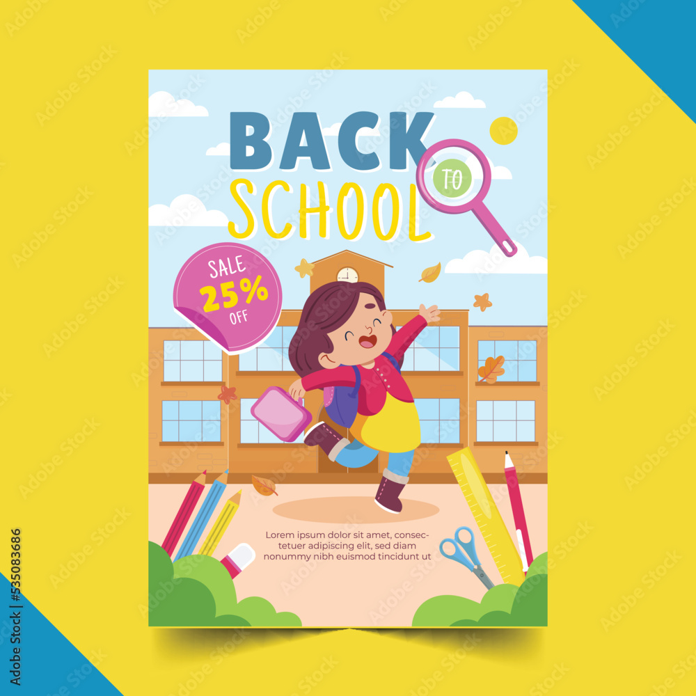back school sale vertical poster template vector design illustration back school sale vertical poster template vector design illustration