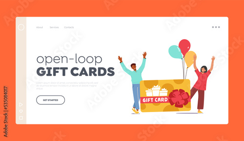 Open Loop Gift Cards Landing Page Template. Customers Care and Loyalty Program, Consumerism, Offer Concept