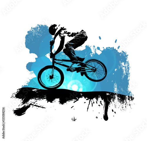 Obraz Aktywna młoda osoba jeżdżąca na bmxie