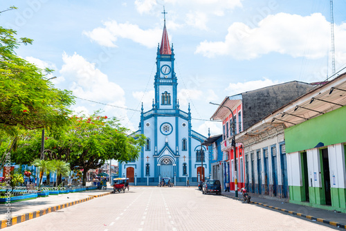 street view of yurimaguas plaza de armas, Peru