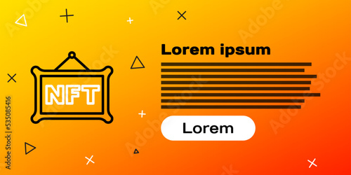 Line NFT Digital crypto art icon isolated on yellow background. Non fungible token. Colorful outline concept. Vector