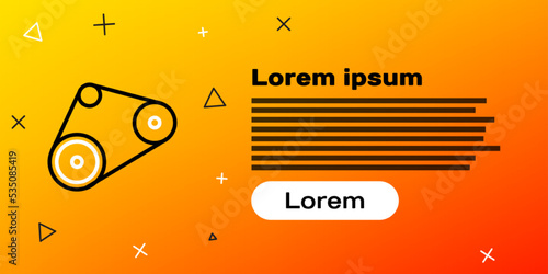 Line Timing belt kit icon isolated on yellow background. Colorful outline concept. Vector