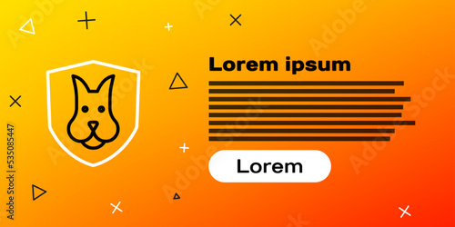 Line Animal health insurance icon isolated on yellow background. Pet protection concept. Dog or cat paw print. Colorful outline concept. Vector