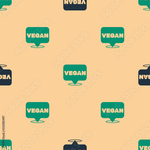 Green and black Vegan food diet icon isolated Green and black background. Organic, bio, eco symbol. Vegan, no meat, lactose free, healthy, fresh and nonviolent food. Vector
