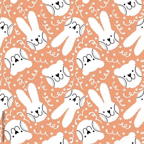 Cartoon animals seamless doodle rabbit and bear pattern for wrapping paper and kids clothes print and fabrics