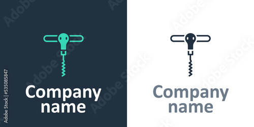 Logotype Wine corkscrew icon isolated on white background. Logo design template element. Vector