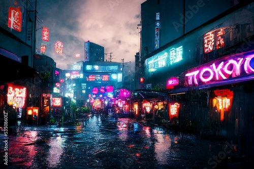 Wet Tokyo Streets at night