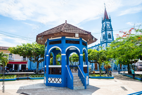 street view of yurimaguas plaza de armas, Peru