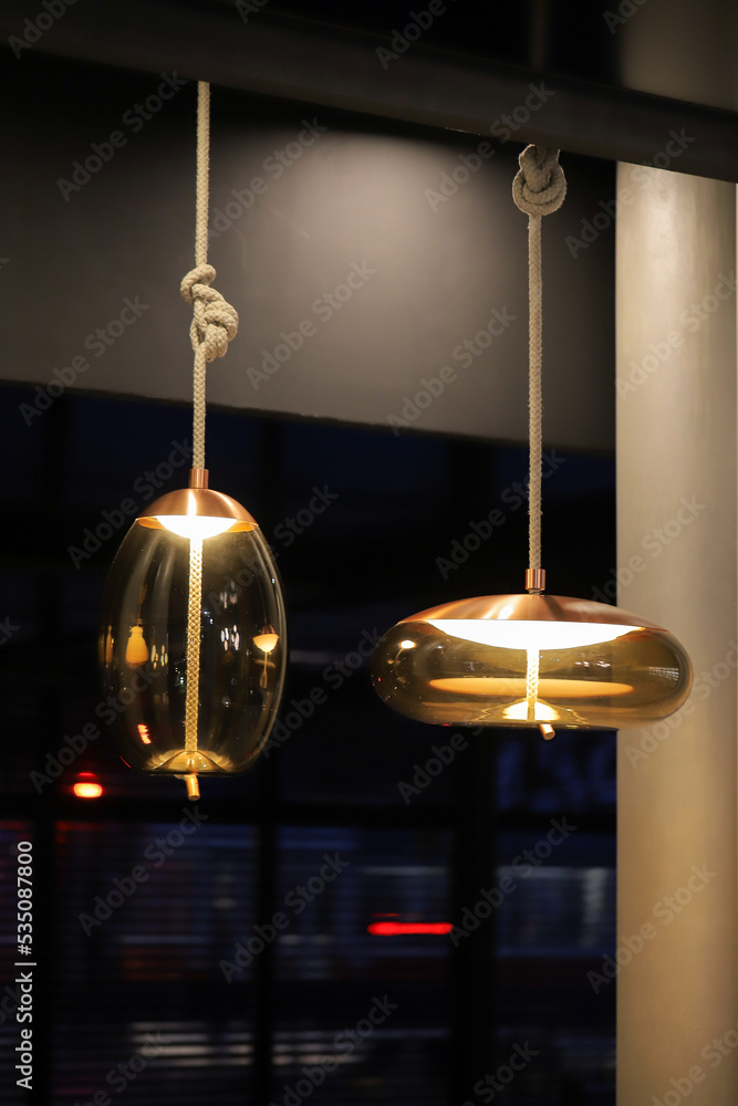 Suspended night lamps inside the interior