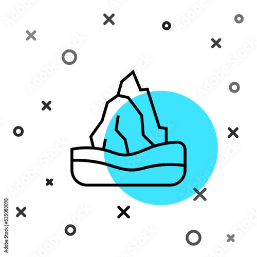 Black line Iceberg icon isolated on white background. Random dynamic shapes. Vector