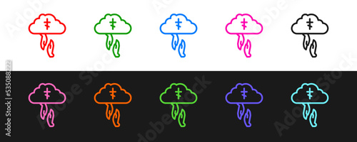 Set line God's helping hand icon isolated on black and white background. Religion, bible, christianity concept. Divine help. Vector
