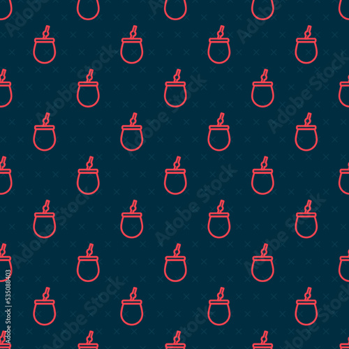 Red line Mate tea icon isolated seamless pattern on black background. Vector