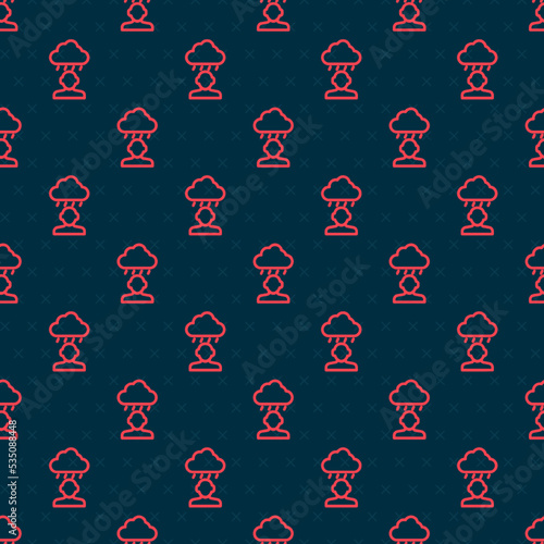 Red line Depression and frustration icon isolated seamless pattern on black background. Man in depressive state of mind. Mental health problems. Vector