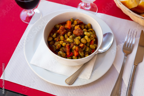 Catalonia traditional cuisine, habas a la catalana, a spanish recipe of broad beans