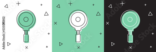 Set Frying pan icon isolated on white and green, black background. Fry or roast food symbol. Vector