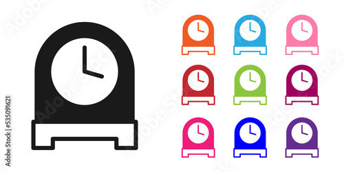 Black Antique clock icon isolated on white background. Set icons colorful. Vector