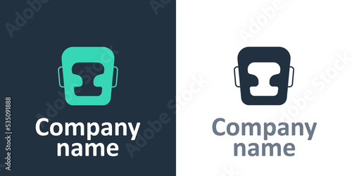 Logotype Boxing helmet icon isolated on white background. Logo design template element. Vector