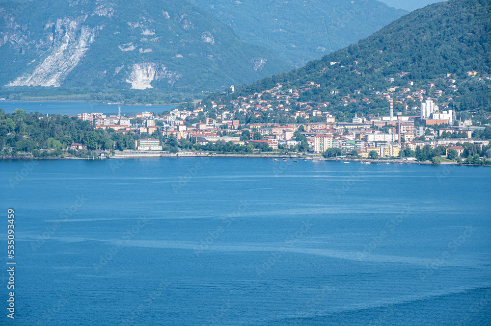 Aerial view of Verbania and Intra in the Lake Maggiore