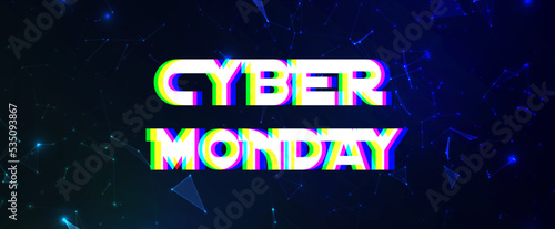 Vector cyber monday illustration. Advertising text on dark backdrop