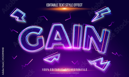 Stylish Colorful Bright Neon color text style effect. Editable vector font