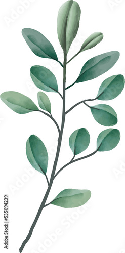 Watercolor Leaf illustration for weeding invitation element design